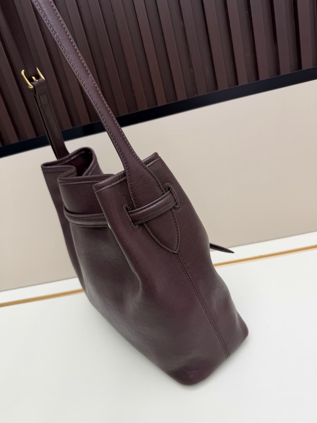 Miu Miu Aventure Calfskin Leather Bucket Bag Dark Brown High