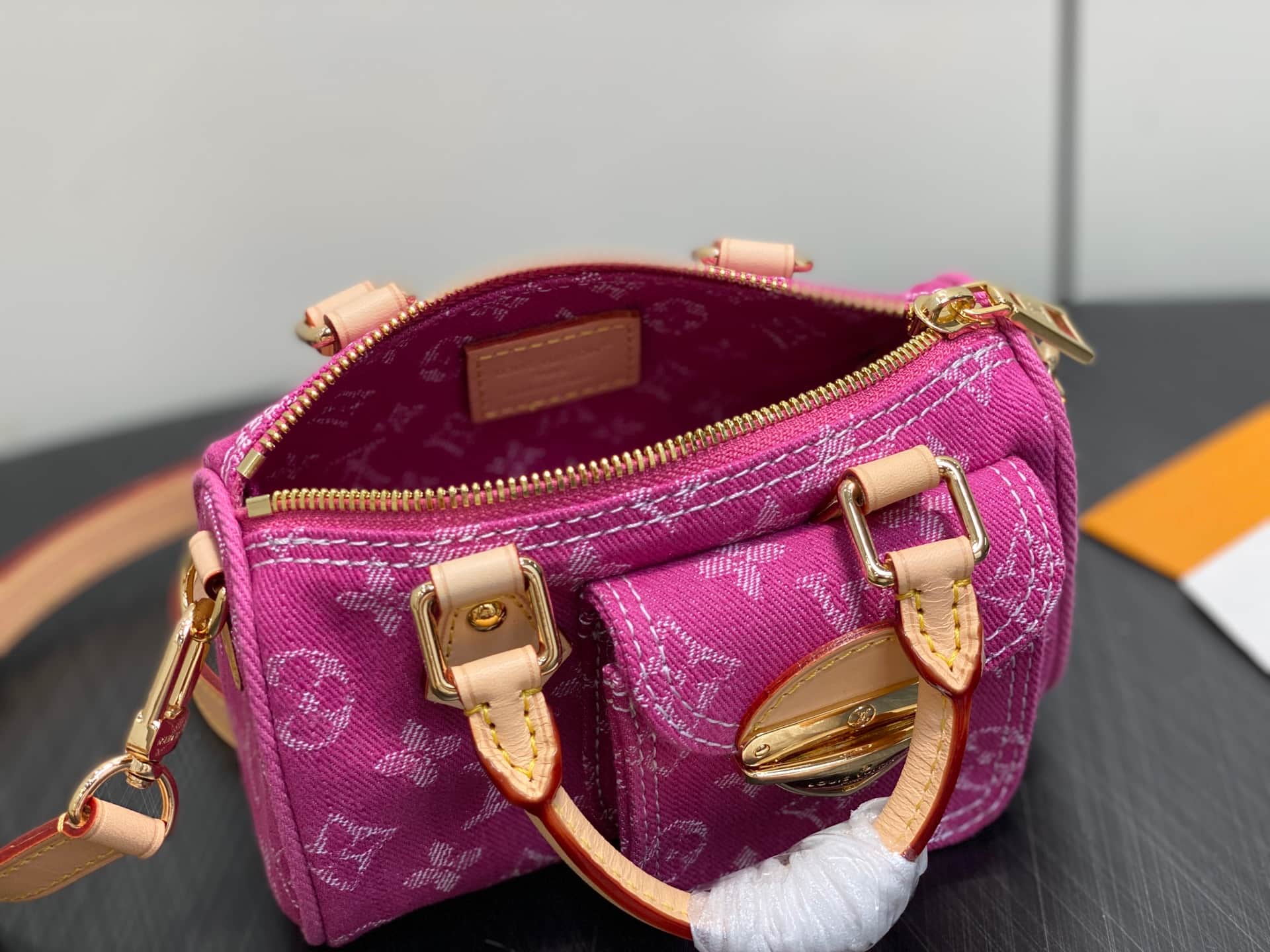 Louis Vuitton Nano Speedy Monogram Fuchsia Denim M27603 High