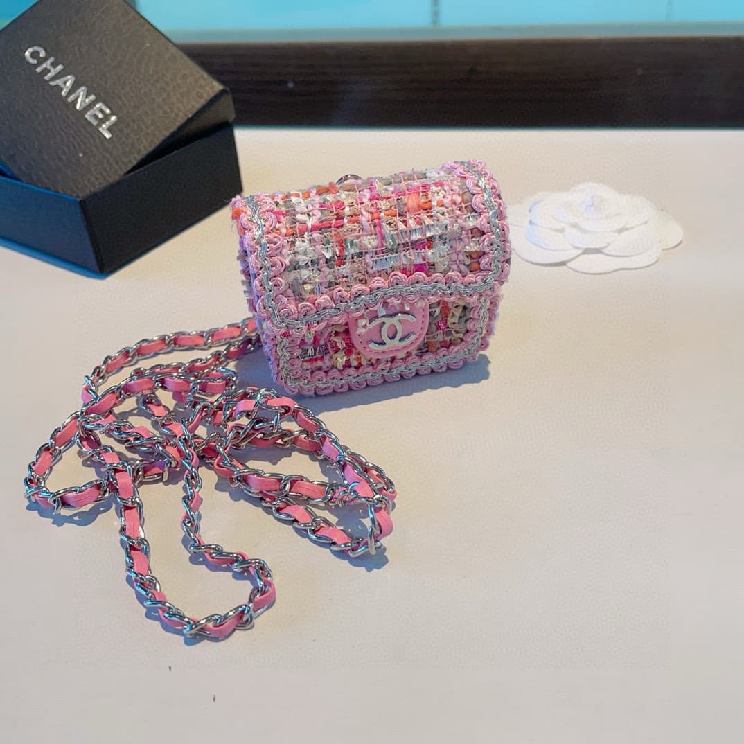 Chanel tweed interwoven chain AirPods cases