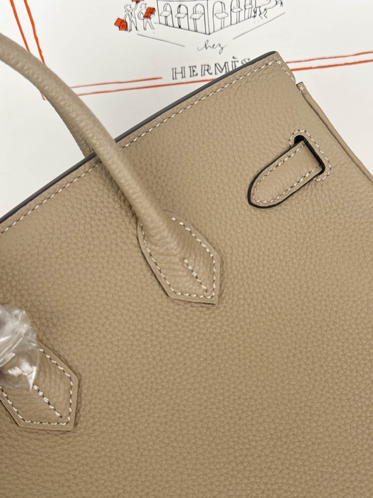 Hermes Birkin 25/30 Bag Togo Calfskin Leather Trench High