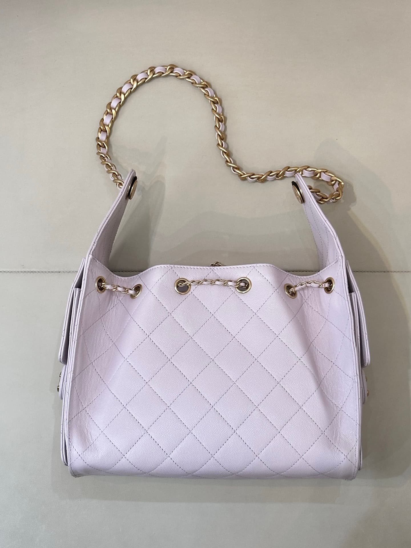 Chanel 25 Small Hobo handbag AS5293 Grained Calfskin & Gold-tone Metal Light Pink TOP