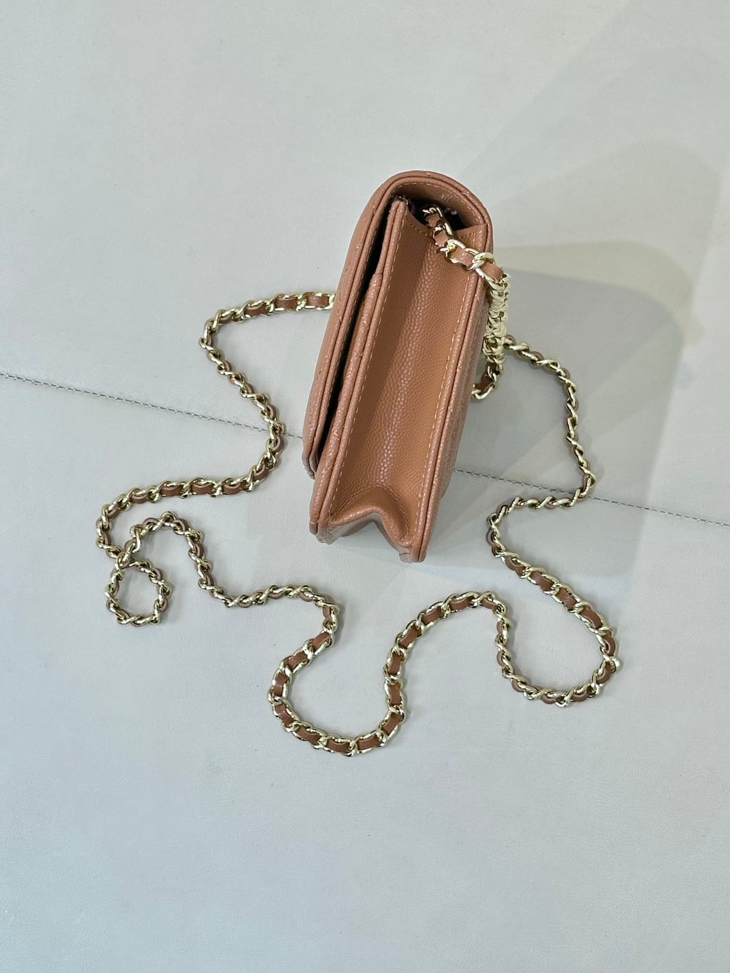 Chanel Wallet on Chain Grained Calfskin& Gold-tone Metal AP0250 Caramel TOP