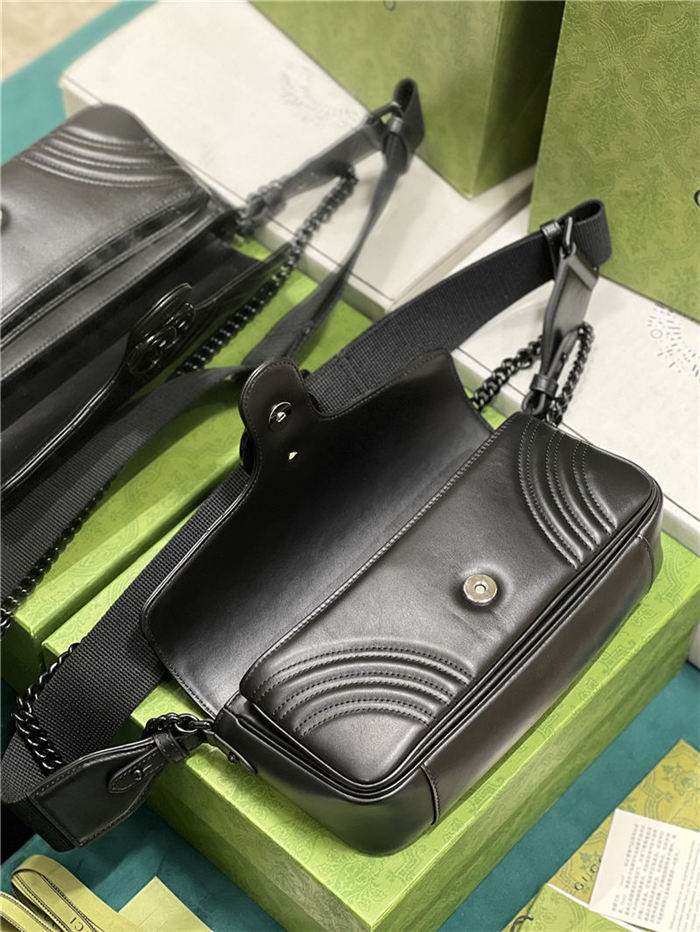 GG MARMONT MATELASSÉ SHOULDER BAG 734814 Leather Black high