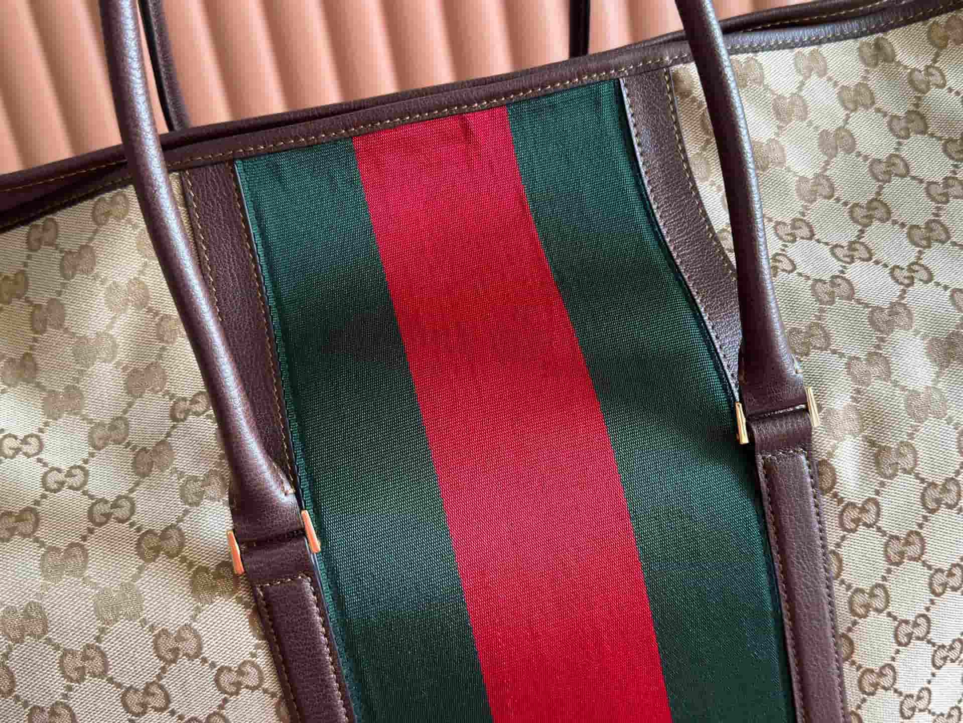 Gucci GG duffle bag with Web Sand and dark brown GG canvas ‎874979 High