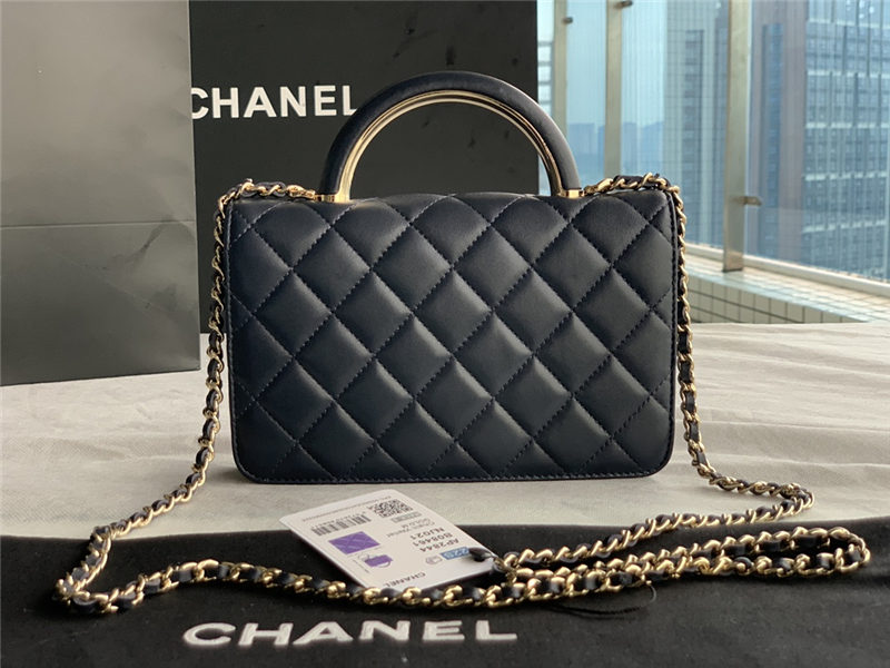 Chanel Wallet on Chain With Handle AP2844 Lambskin & Gold-Tone Metal Navy A