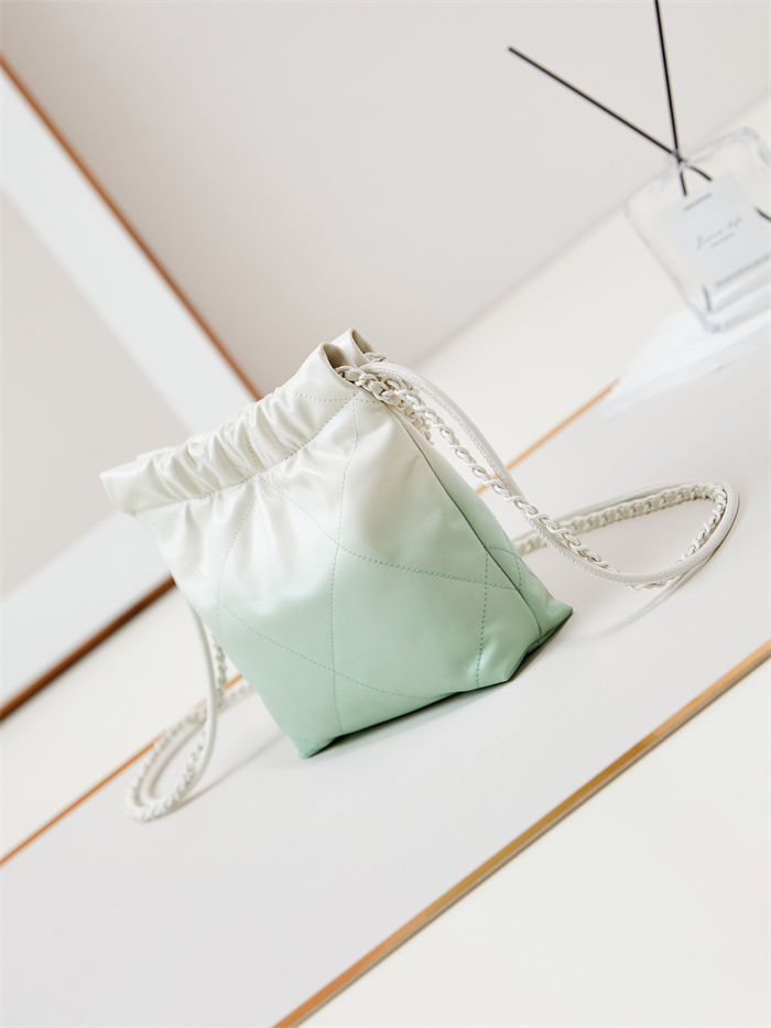 Chanel 22 MINI HANDBAG Patent Gradient Calfskin & Lacquered Metal Green AS3980 A
