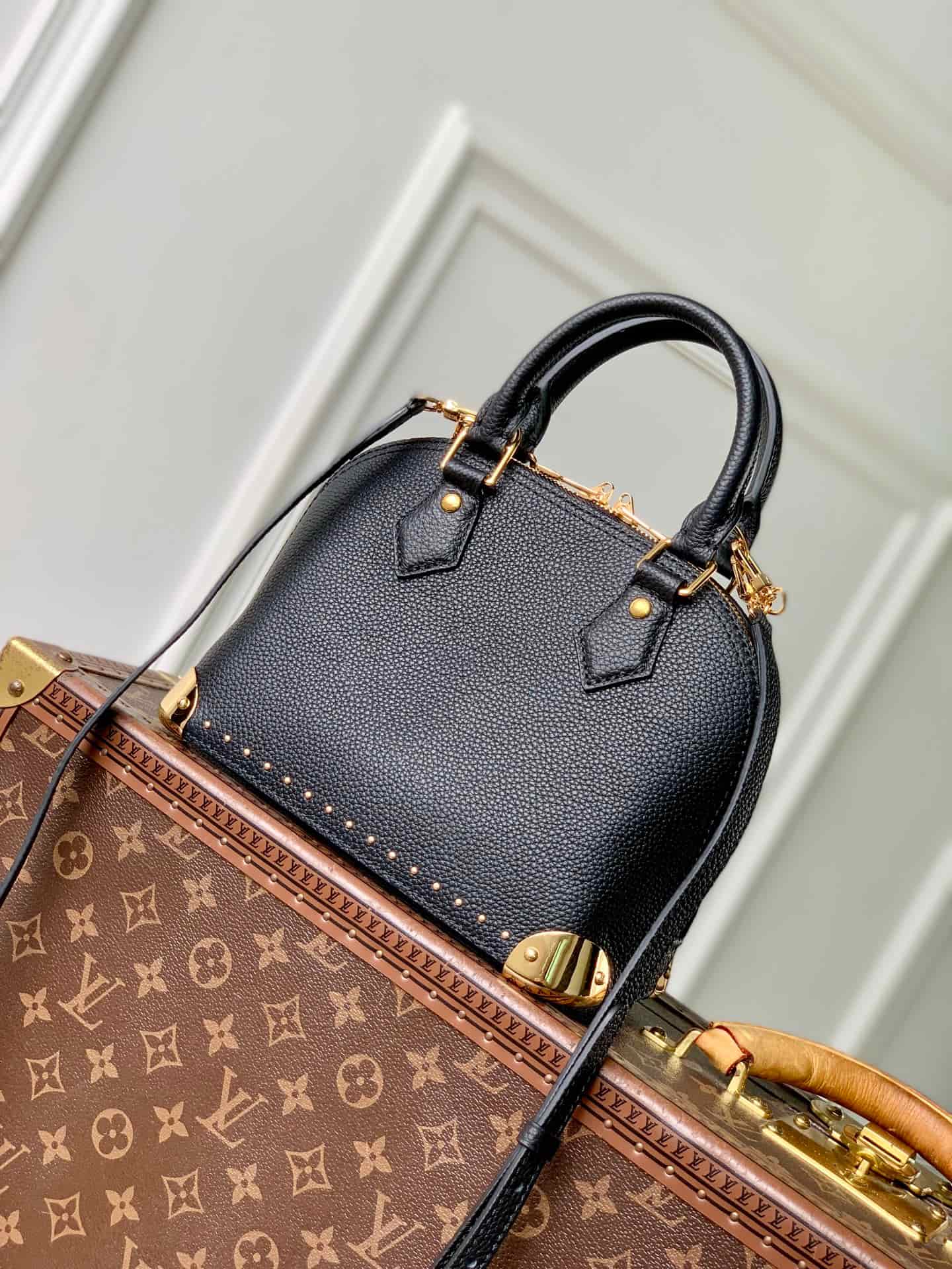 Louis Vuitton Alma Trunk BB Black Calfskin leather M29445 High
