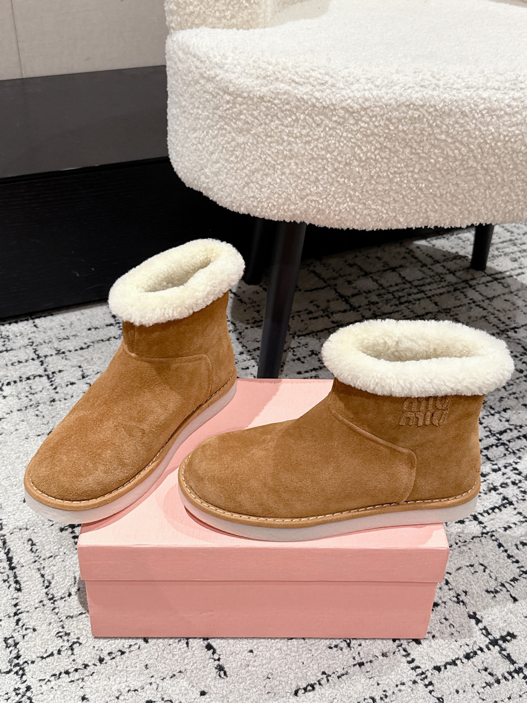Miu Miu Cappuccino Suede Ankle Boots Women