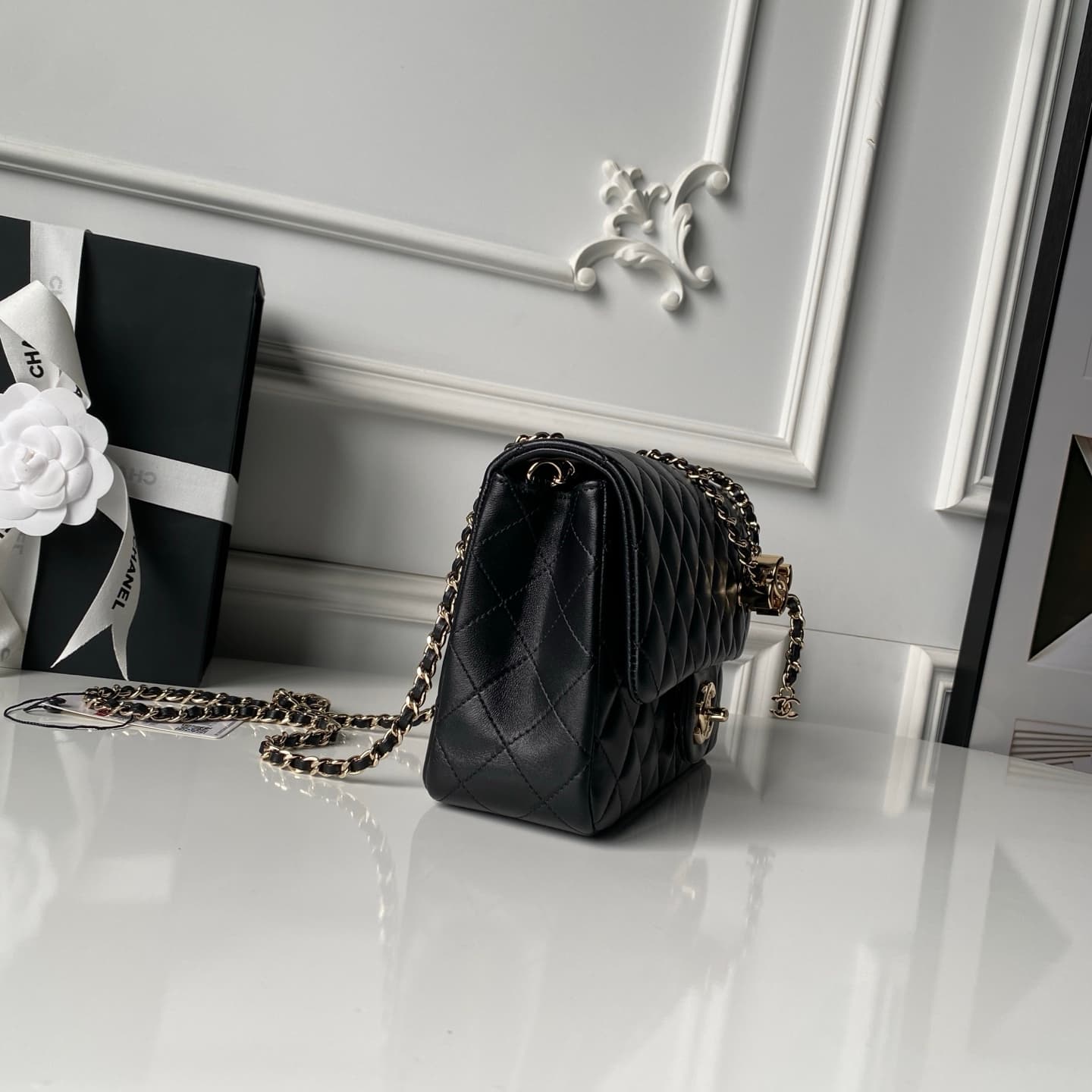 Chanel Classic Flap Bag Lambskin & Gold-Tone Metal AS5756 Black High