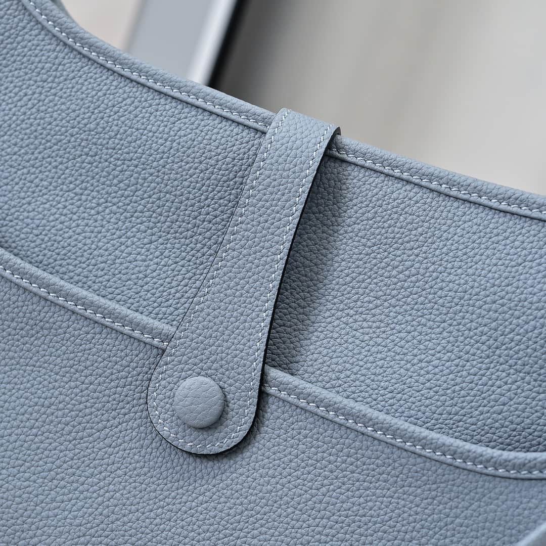 Hermes Evelyne III PM Bag Clemence Leather In Light Blue High