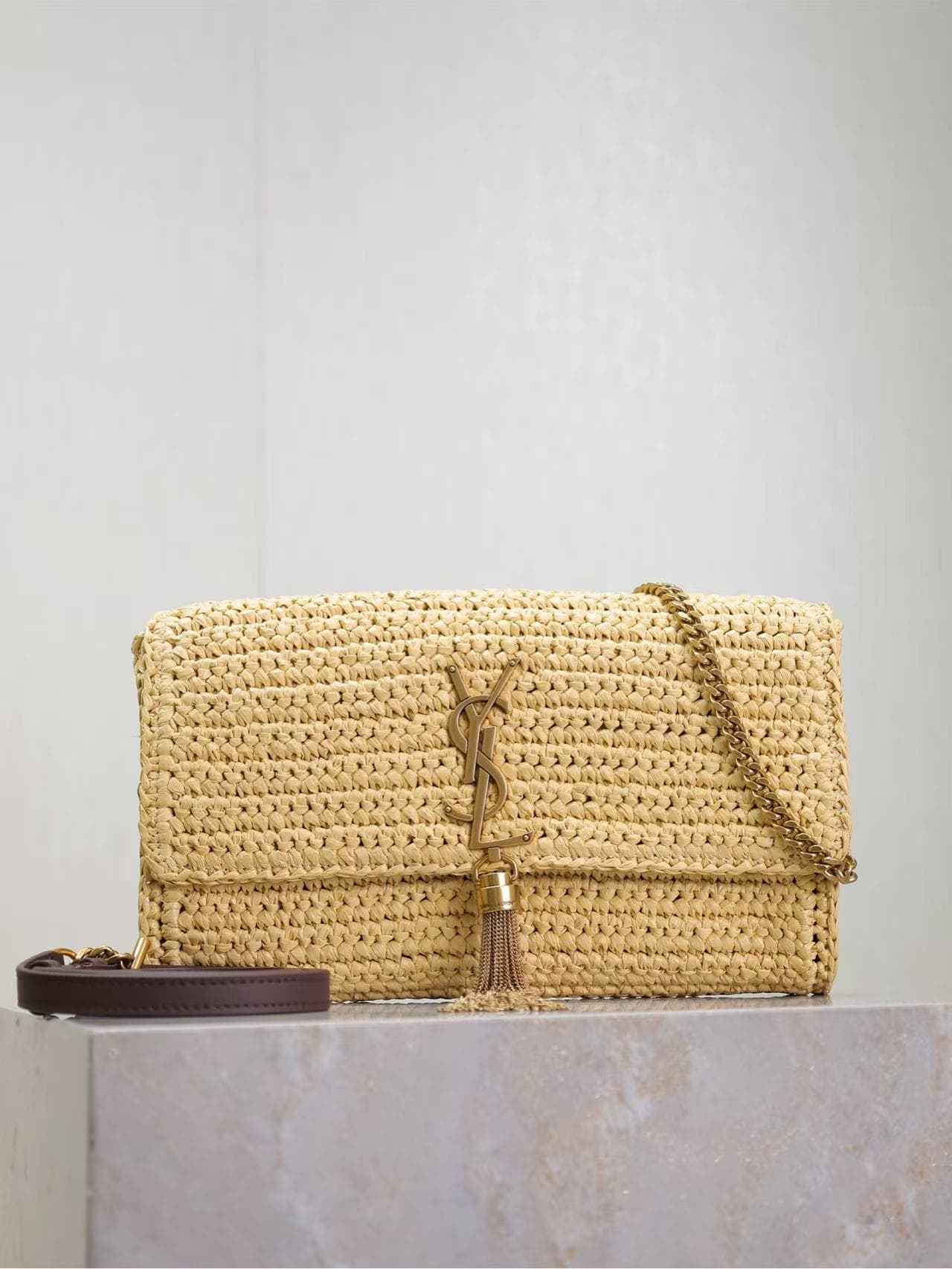 Saint Laurent Kate 99 Raffia Shoulder Bag