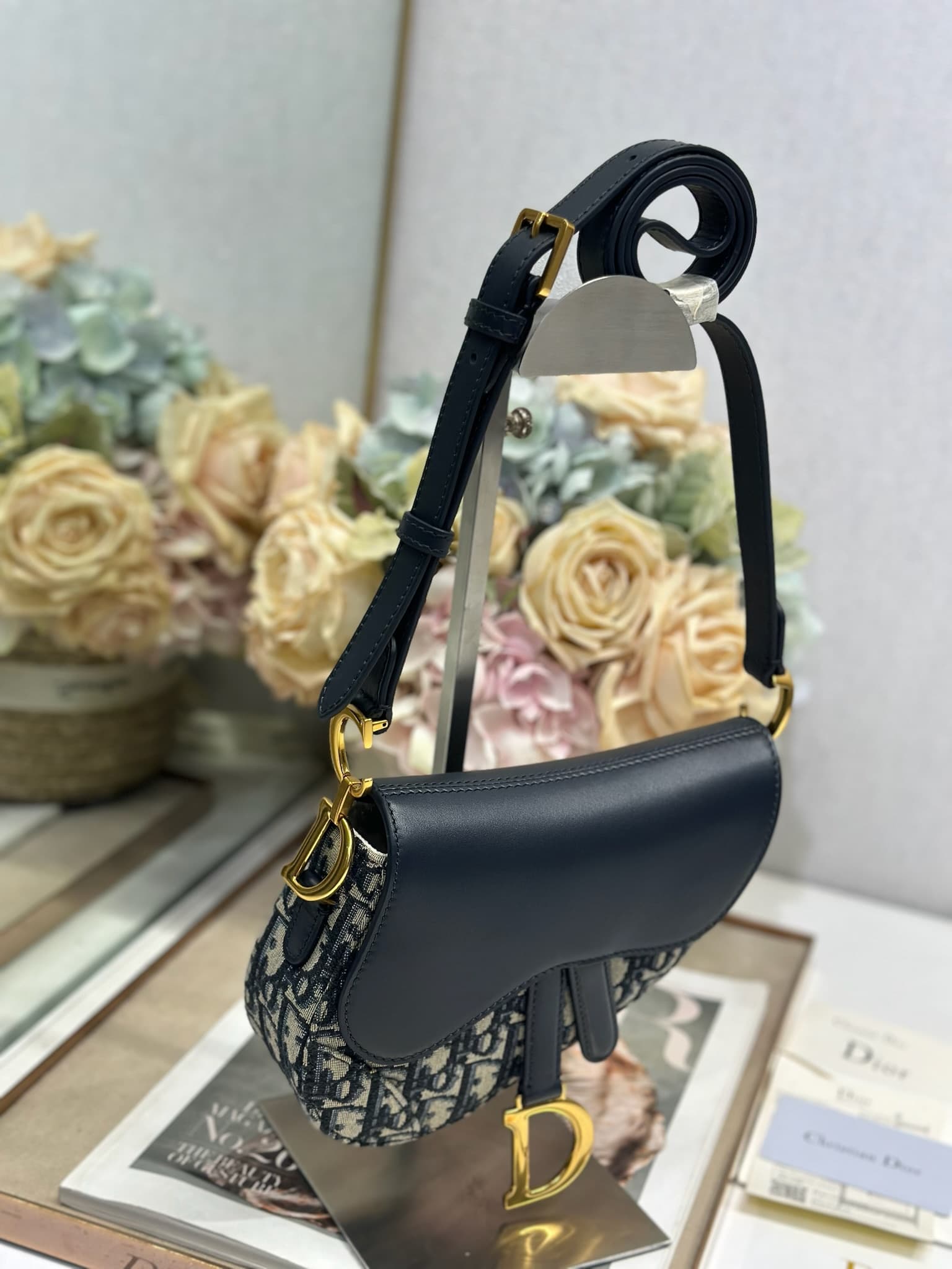 Mini SADDLE BAG Dior Oblique Jacquard  Blue with Beige High