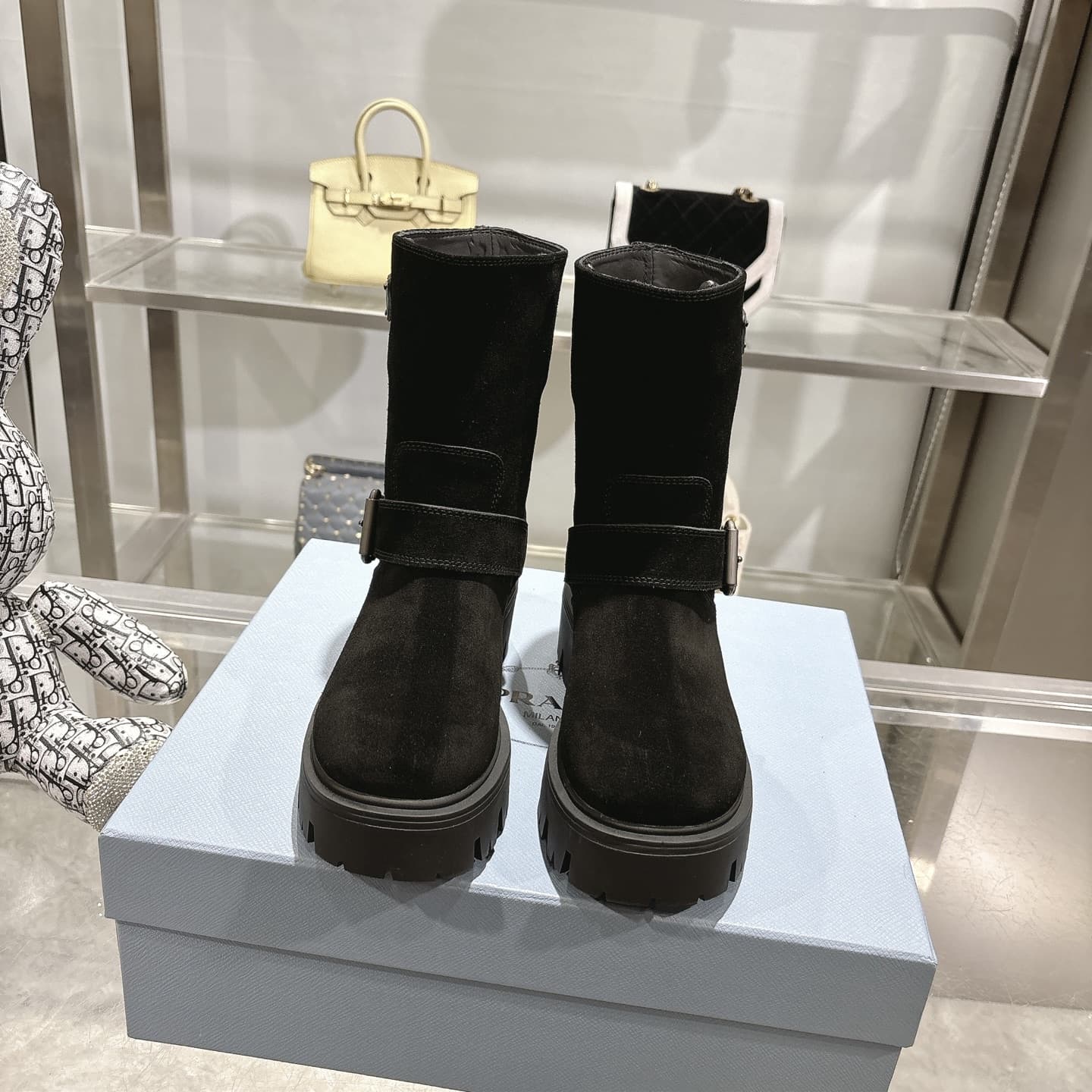 Prada Cocoa Brown Leather Boots Shoes Women