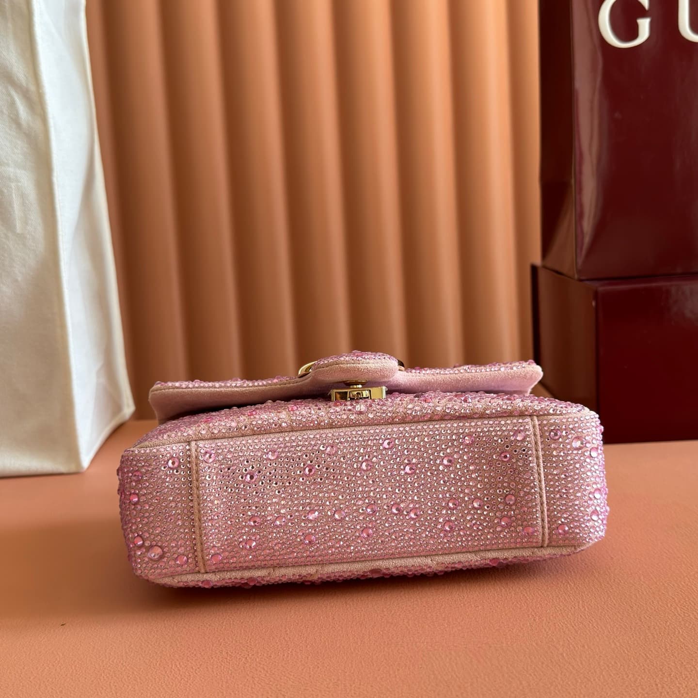 Gucci GG Marmont Shoulder Bag Pink / Crystal 837280 High