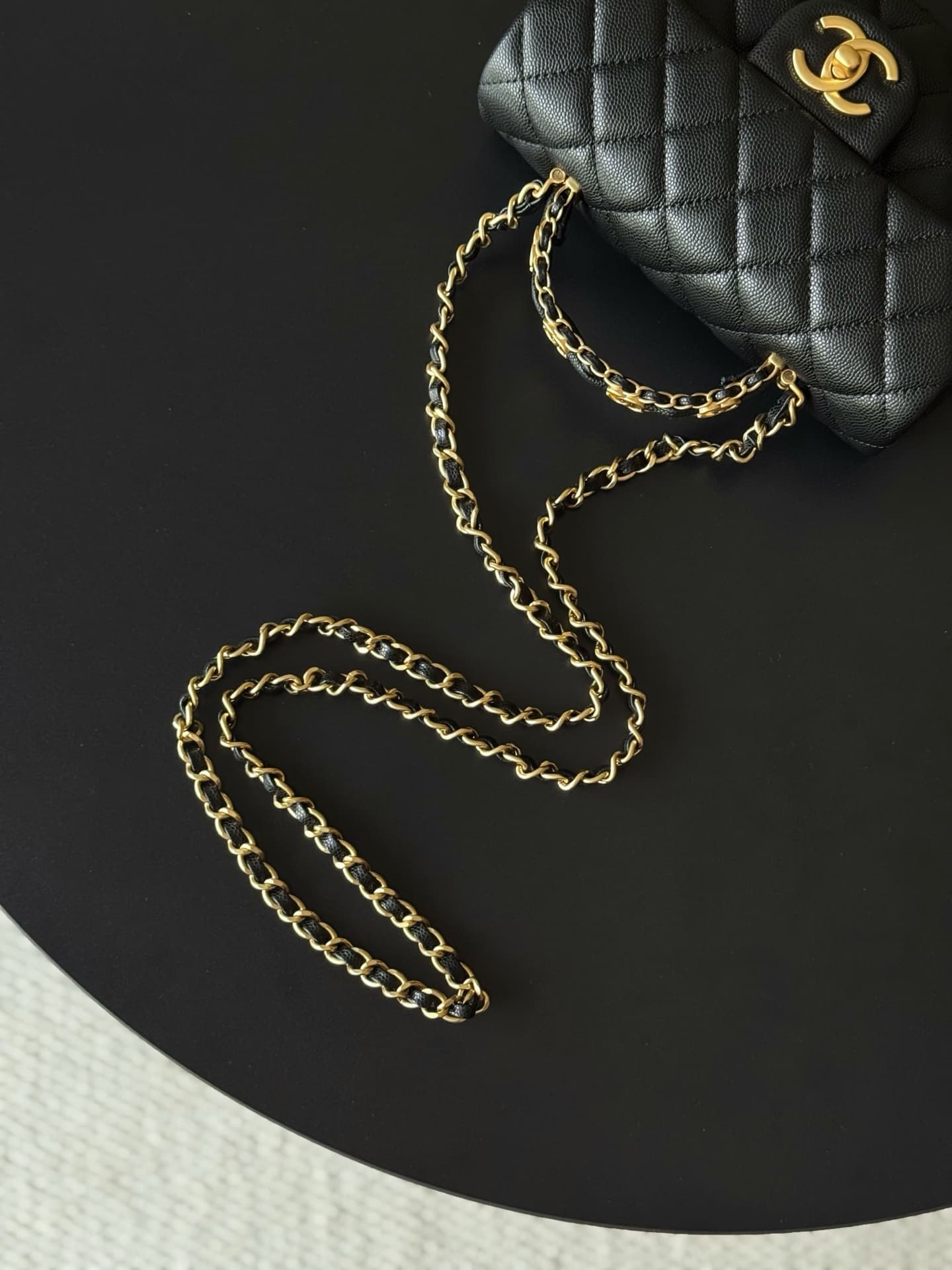 Chanel Mini Flap Bag with Top Handle Grained Shiny Calfskin & Gold-Tone Metal Black AS5701 TOP