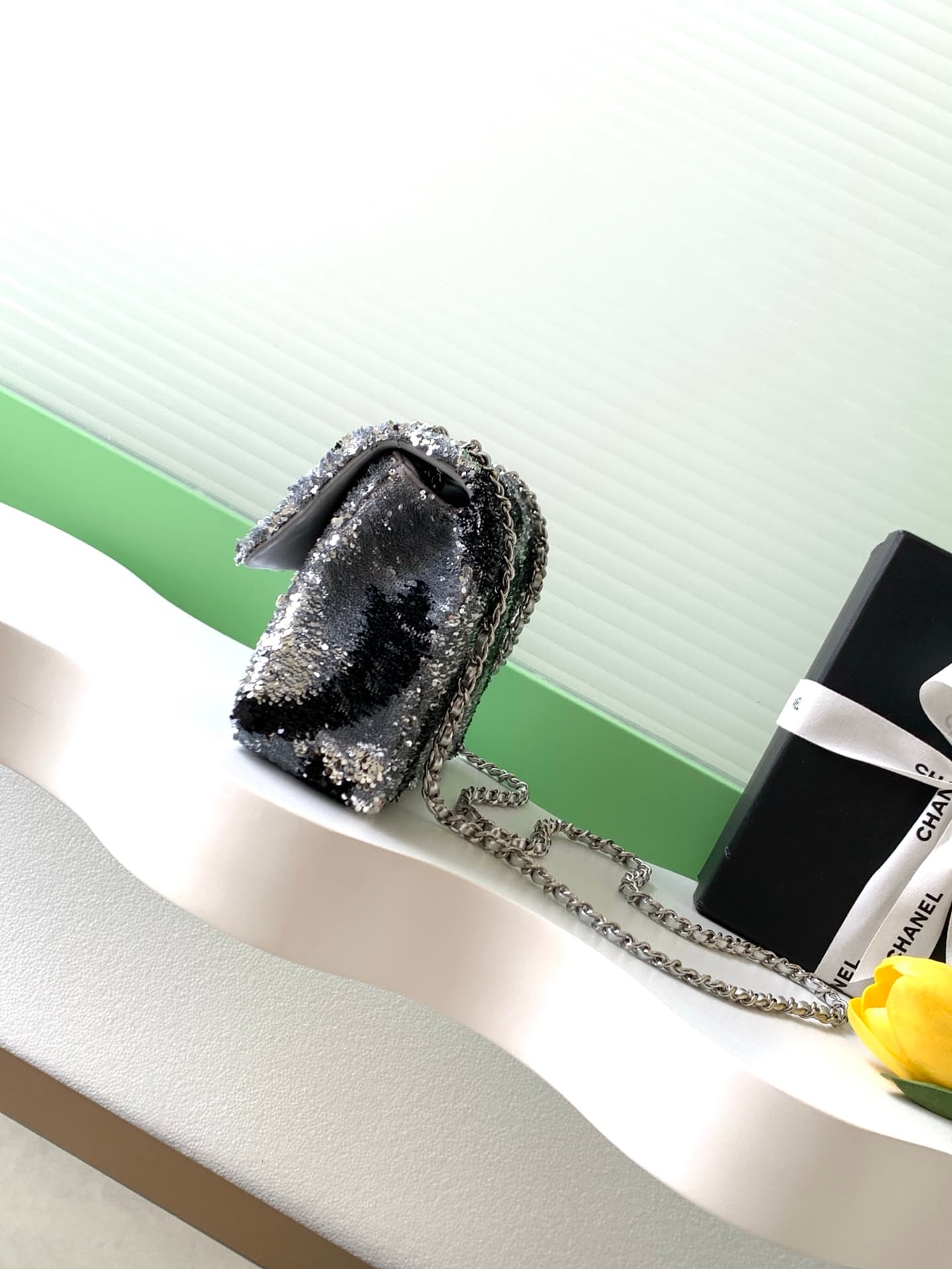 Chanel Flap Bag Sequins & Silver-Tone Metal AS4561  A