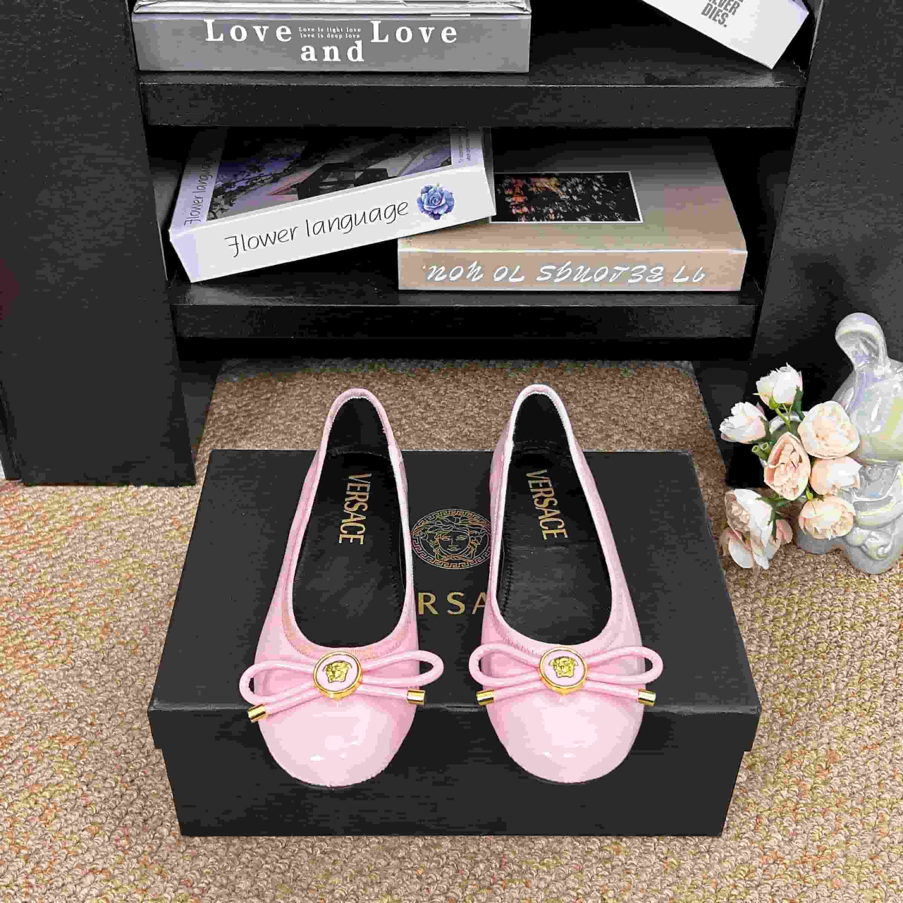 Versace Opera Bow patent-leather Ballet Flats Shoes Women