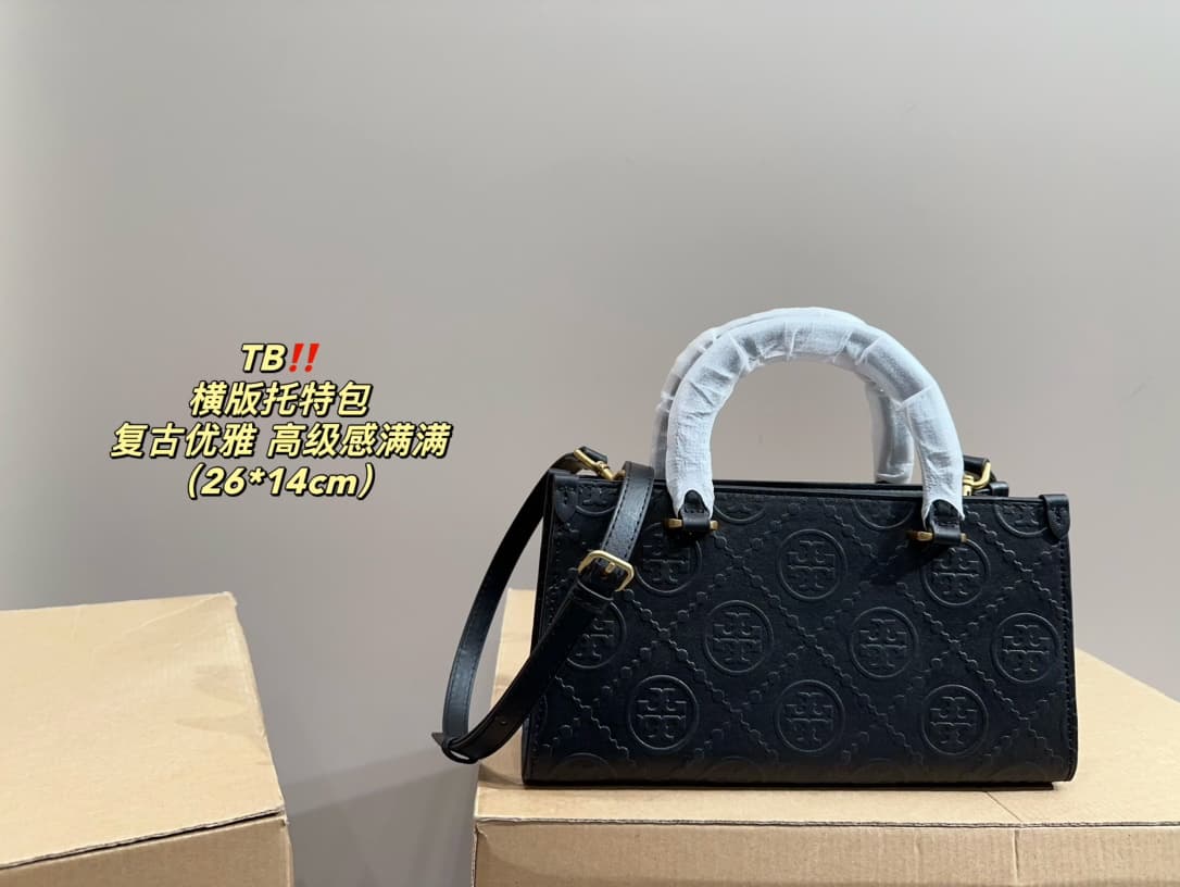 Tory Burch T MONOGRAM CONTRAST EMBOSSED SMALL EAST-WEST TOTE