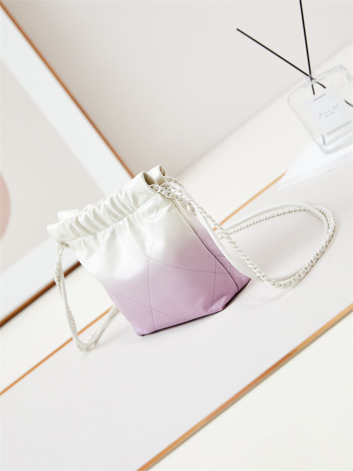 Chanel 22 MINI HANDBAG Patent Gradient Calfskin & Lacquered Metal Purple AS3980 A