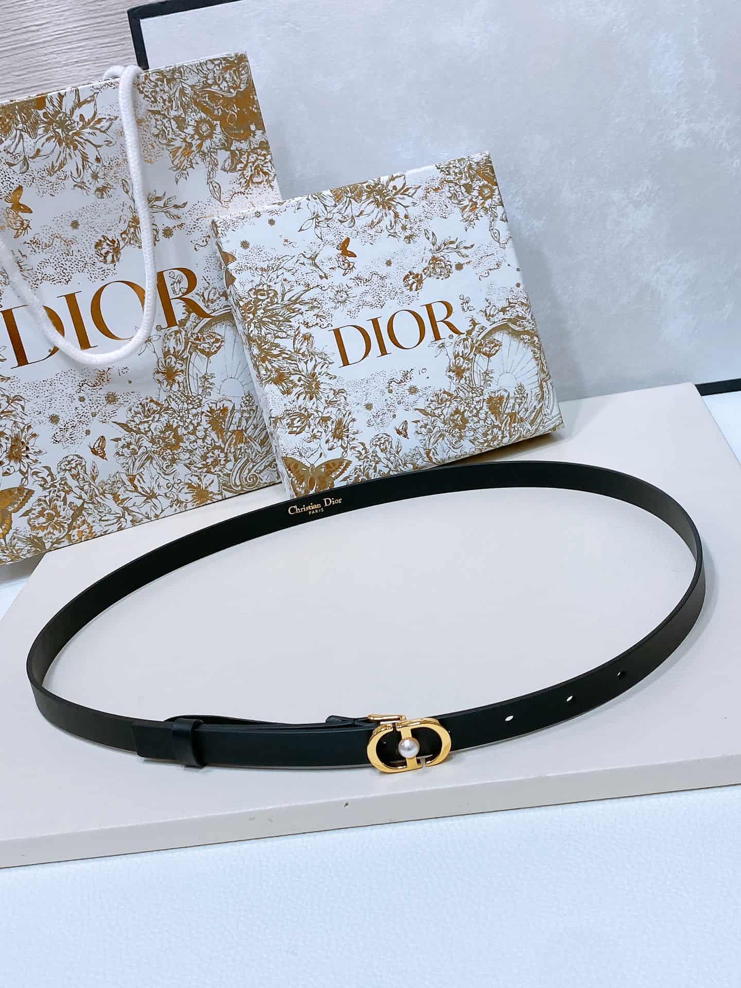 Dior Montaigne Jolie Belt 15/20MM Calfskin Gold/Silver High