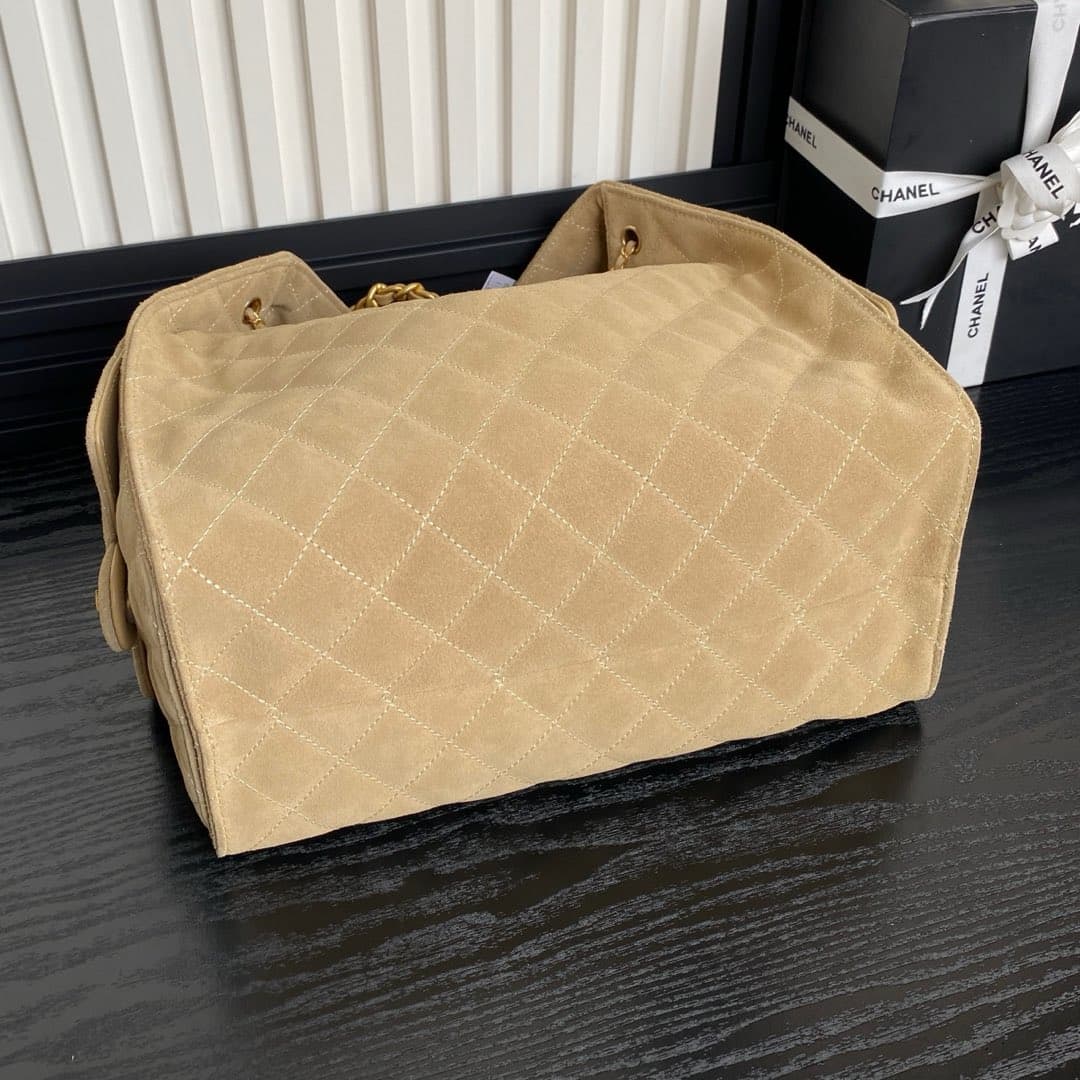 Chanel 25 Medium Hobo Medium handbag AS5311 Suede & Gold-tone Metal Camel High