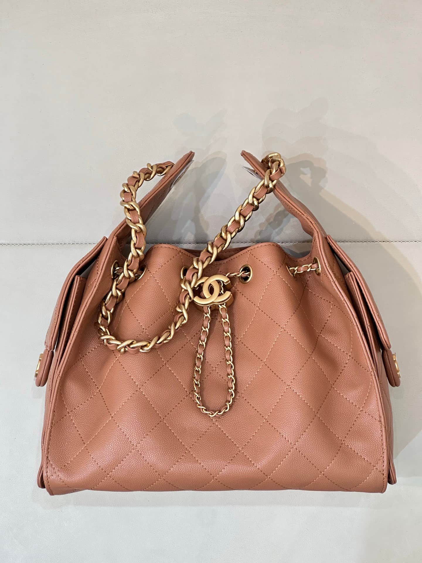 Chanel 25 Small Hobo handbag AS5293 Grained Calfskin & Gold-tone Metal Brown TOP
