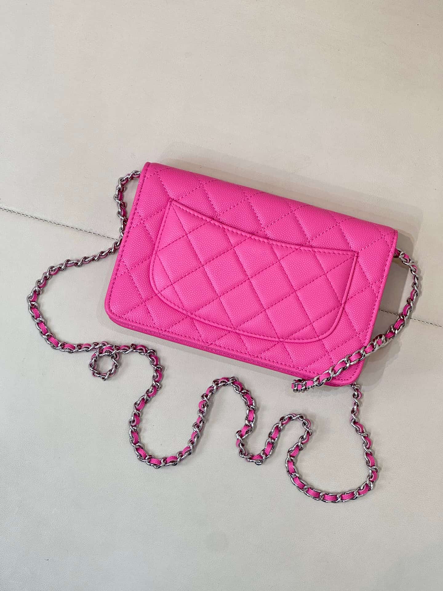 Chanel Wallet on Chain Grained Calfskin& Sliver-tone Metal AP0250 Plum Red TOP