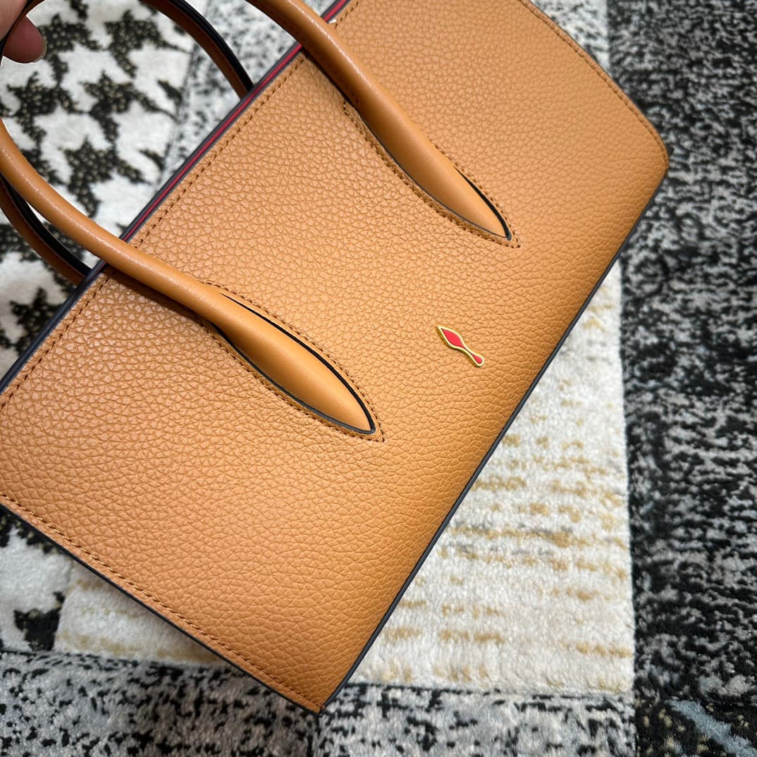 Christian Louboutin Paloma leather tote bag in brown with spikes &studs High