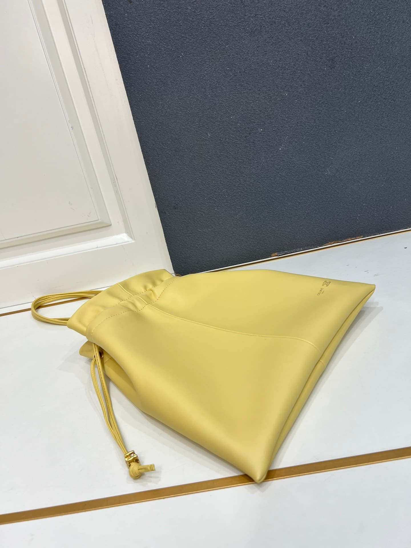 Celine SMALL CRYSTAL POUCH IN LAMBSKIN Yellow High