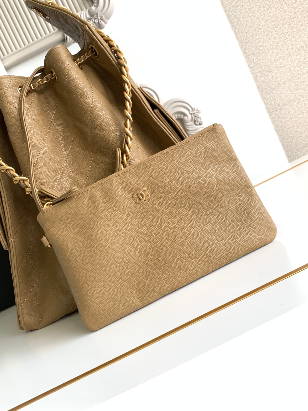 Chanel 25 Medium Hobo Medium handbag AS5311 Grained Calfskin & Gold-tone Metal Dark Beige A
