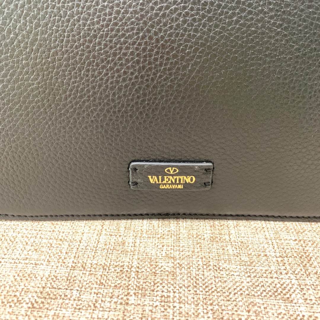Valentino Vsling Large Shoulder Bag In Black Grainy Calfskin High
