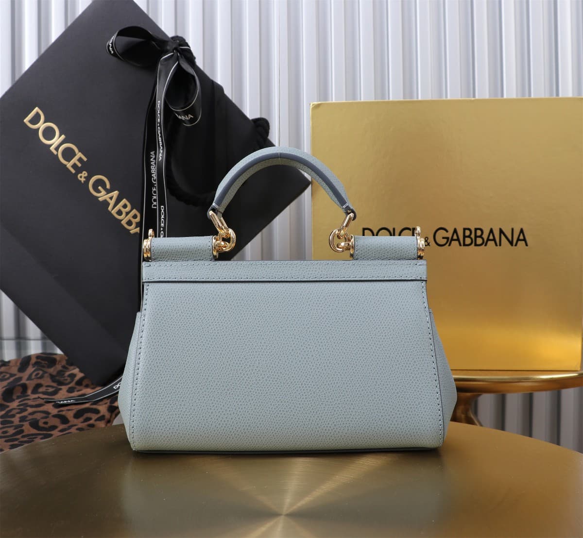 Dolce & Gabbana Miss Sicily top handle bag calfskin leather Blue High