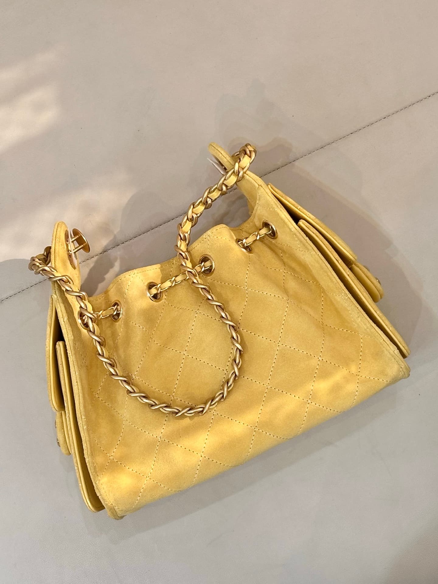 CHANEL 25 Mini Handbag AS5631 Suede &Gold-tone Metal Yellow TOP