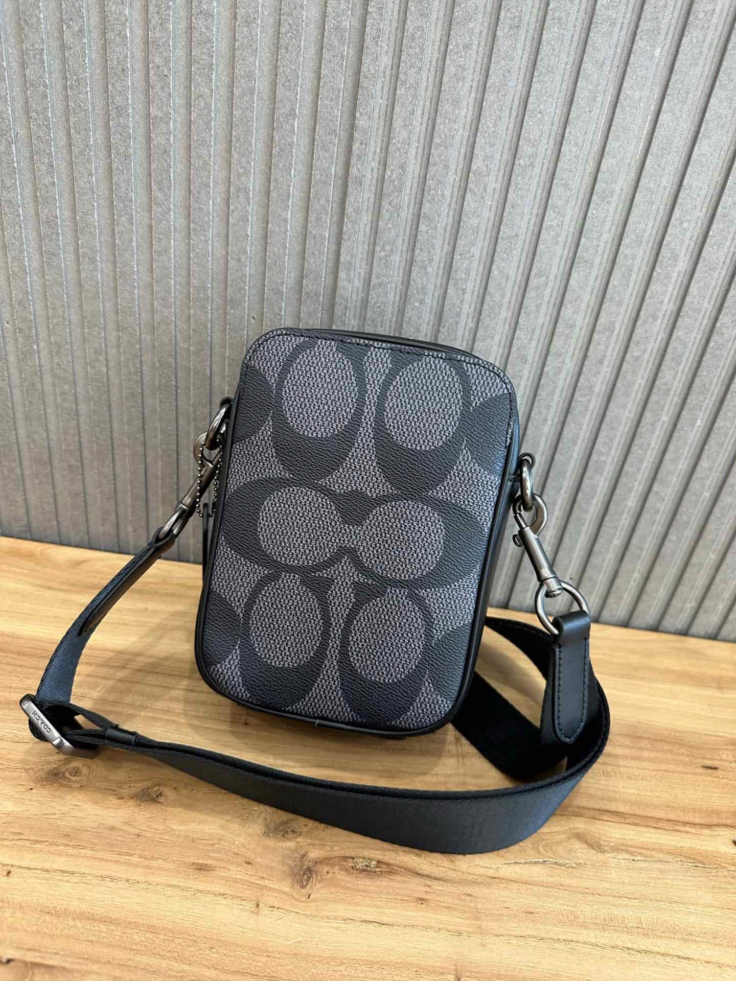 Coach Stanton Crossbody Bag in Charcoal Black Signature Canvas High