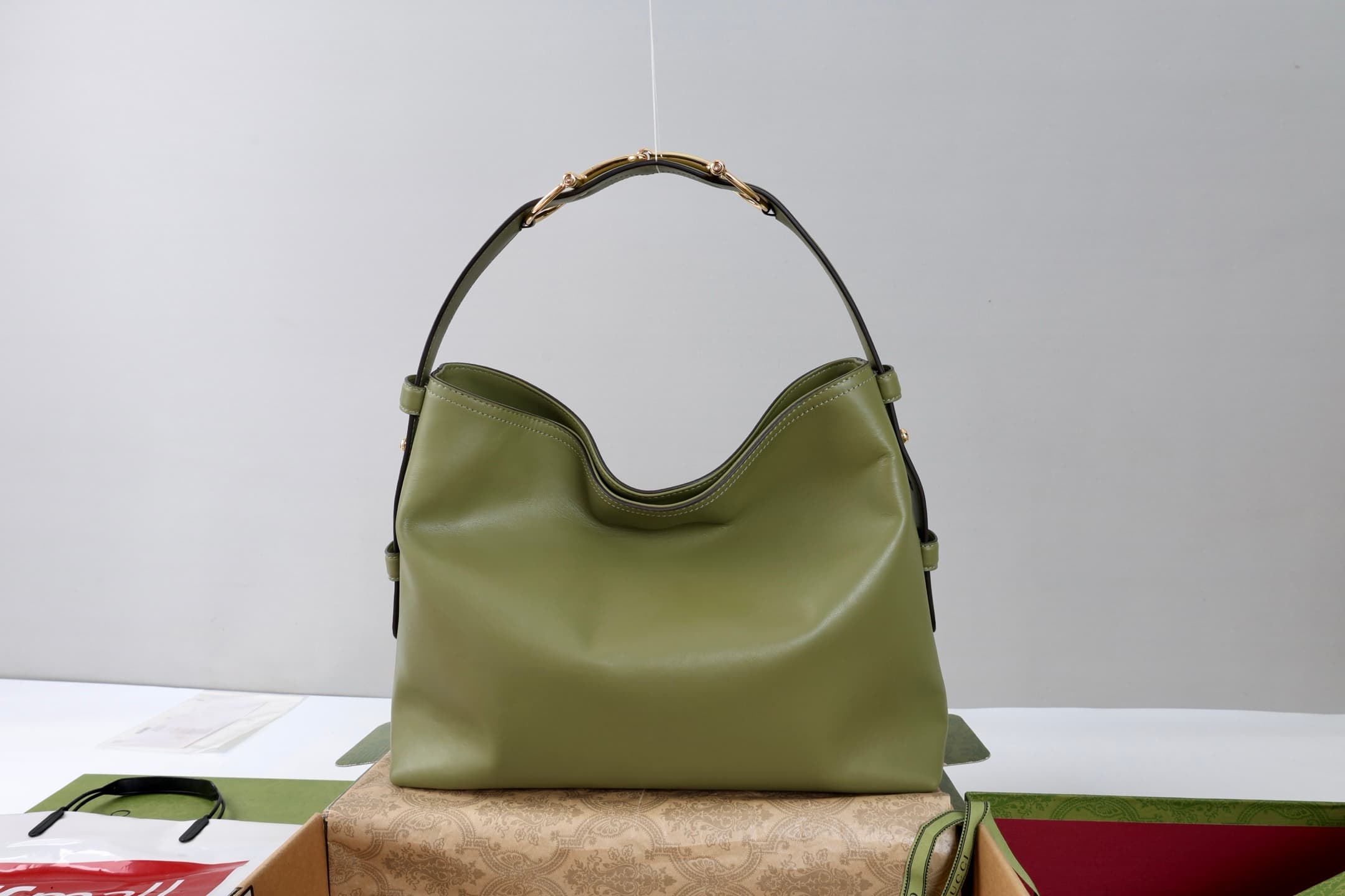 Gucci Beatrix medium tote bag Green soft smooth leather ‎850926 High