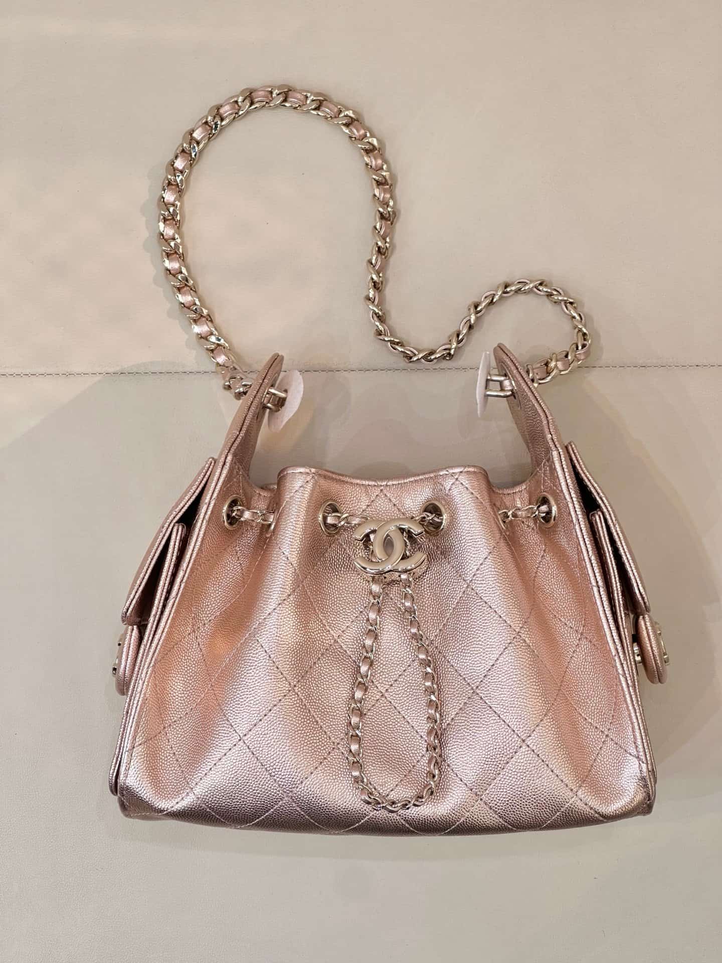 CHANEL 25 Mini Handbag AS5631 Grained Calfskin & Gold-tone Metal Rose Gold TOP