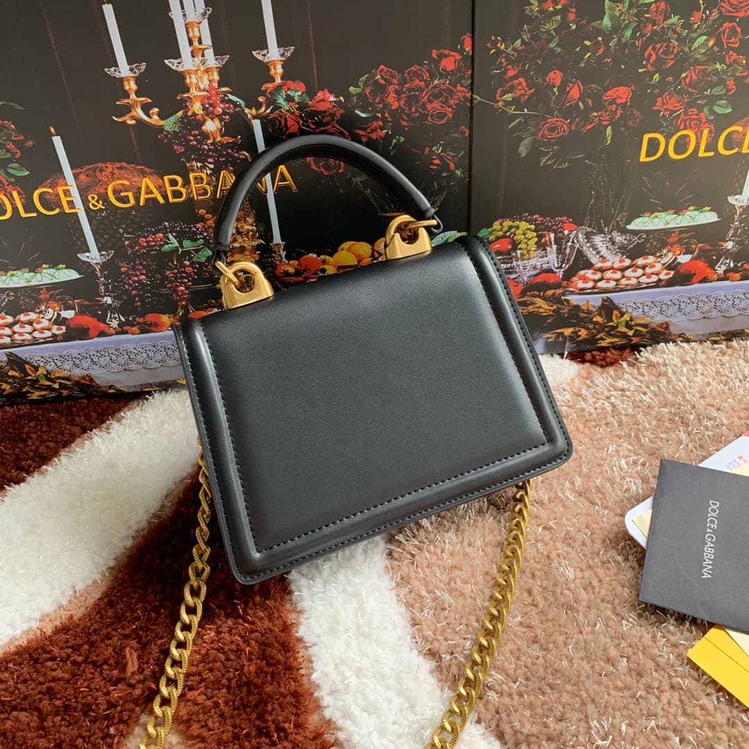 Dolce & Gabbana Small Devotion bag in smooth calfskin in Black High