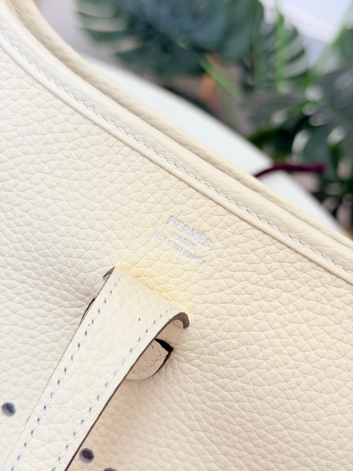 Hermes Evelyne Mini 23 Bag Calfskin In Nata WAX High
