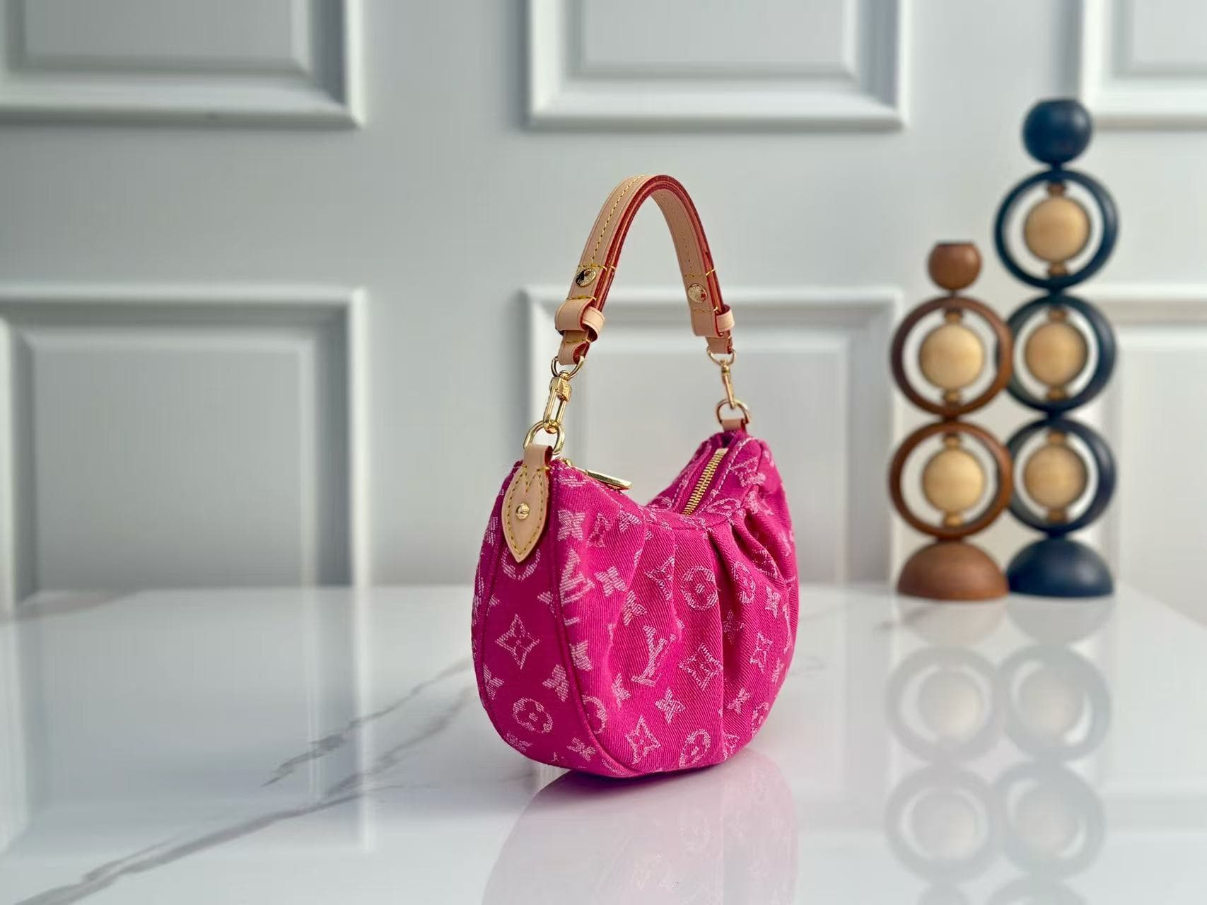 Louis Vuitton Pochette Valley Monogram Denim Fuchsia M28327 High