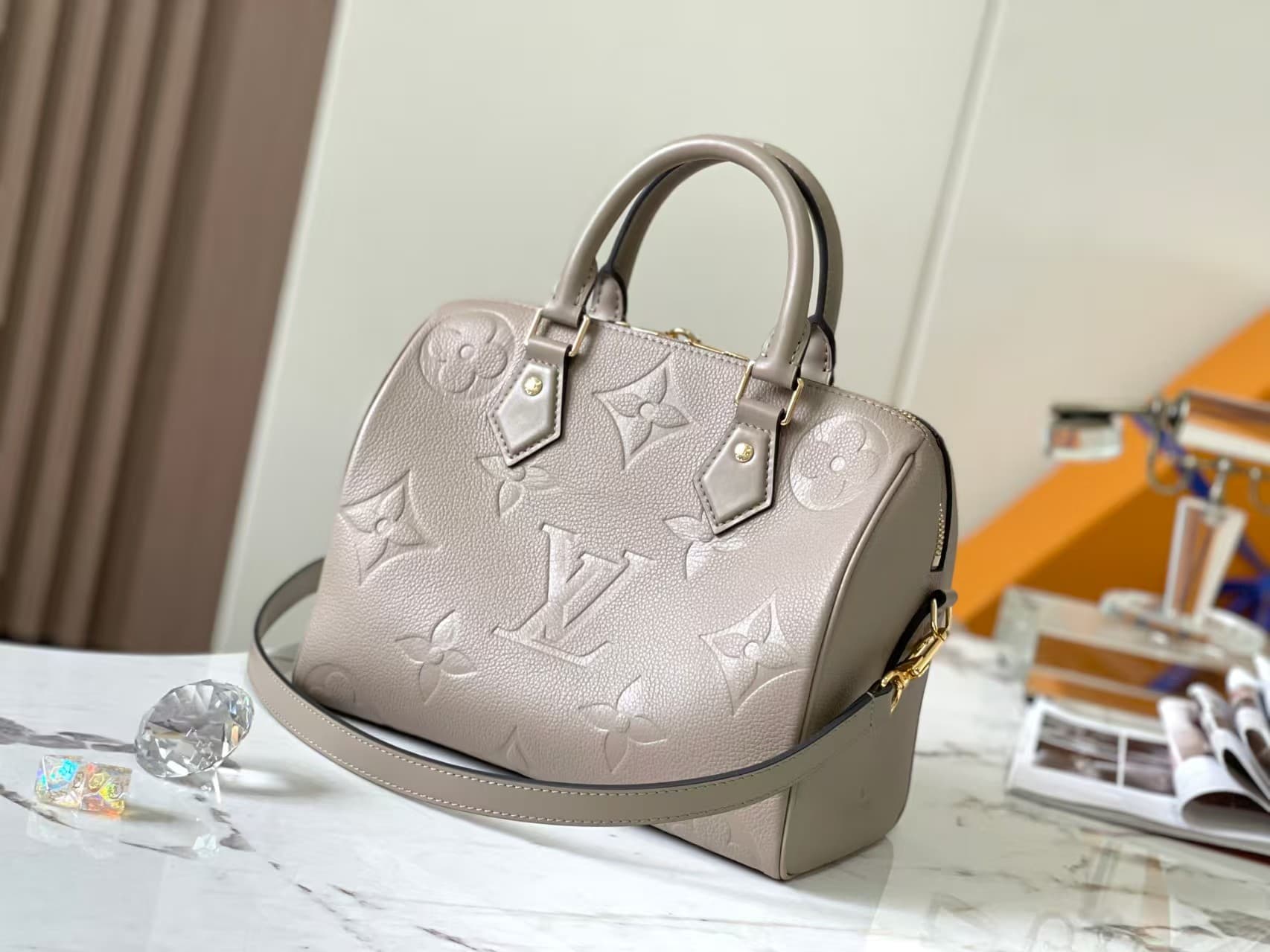 Louis Vuitton Speedy Bandouliere 25 Monogram Empreinte M58947 Taupe High