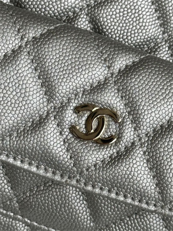 Chanel Mini Backpack Grained Calfskin Gold-Tone Metal AP3753 Silver A