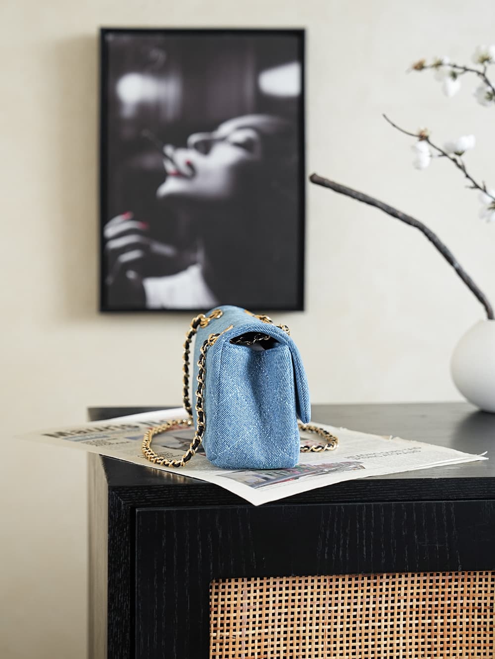 Chanel Flap Bag Denim & Gold-Tone Metal Caramel AS6449 A