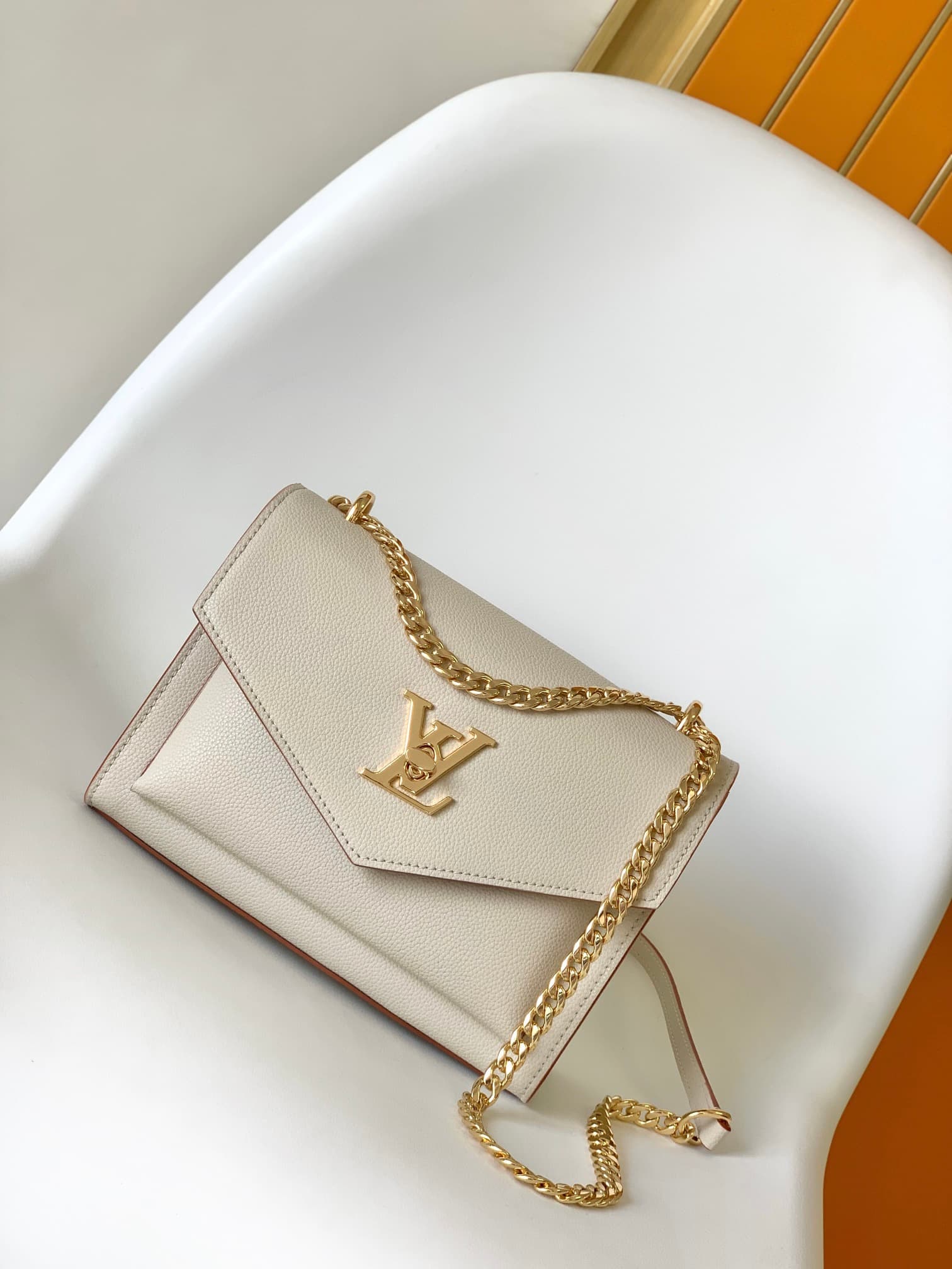 Louis Vuitton Soft Calfskin My Lockme Chain Bag Greige Gray/Beige M56137 High