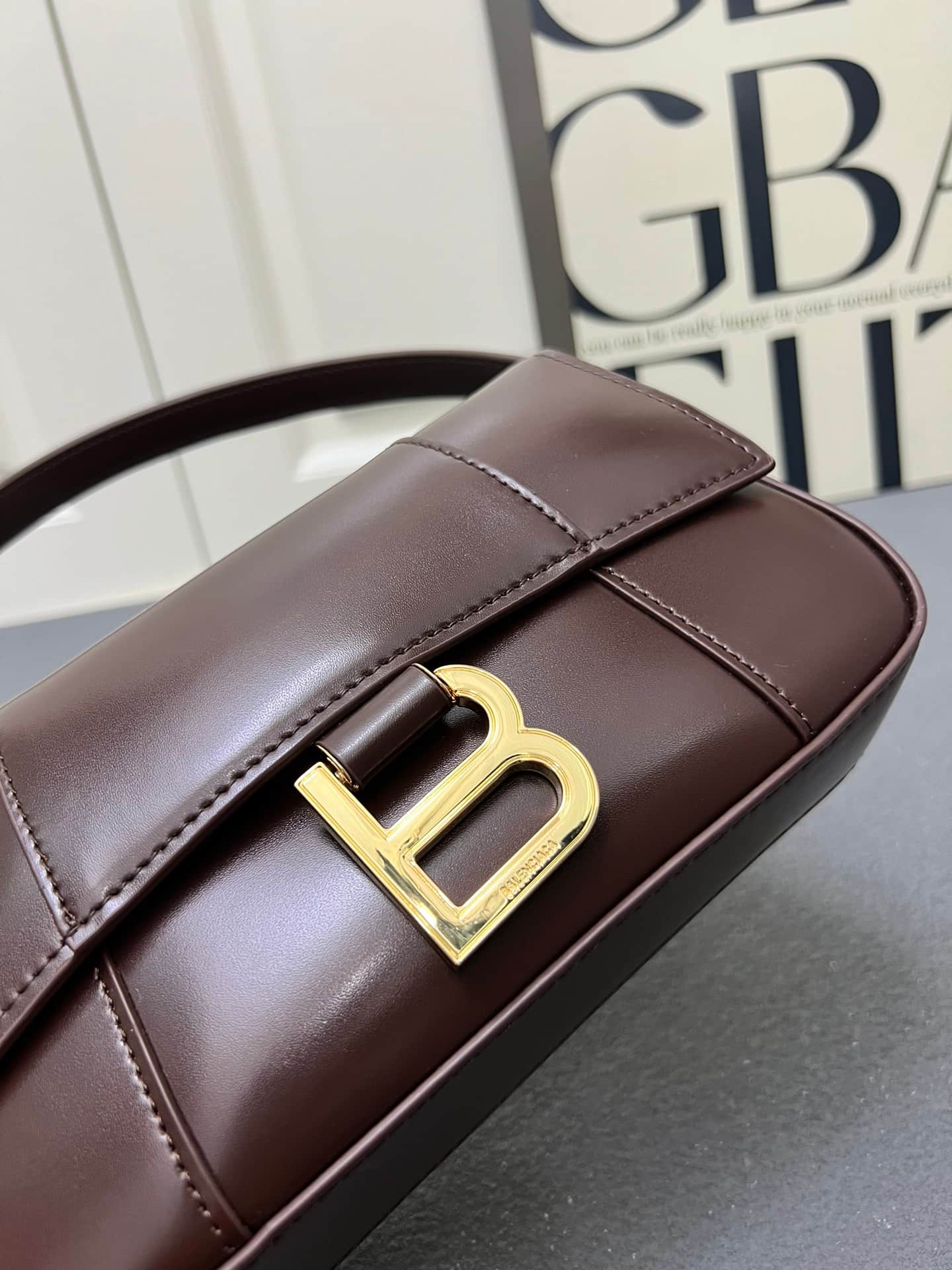 Balenciaga Hourglass sling bag dark brown High