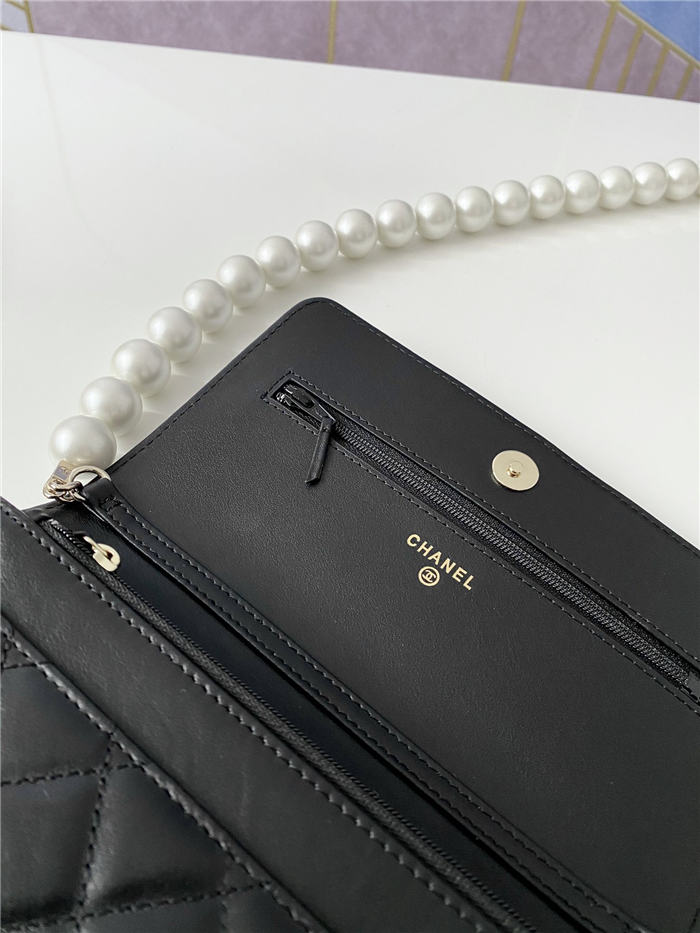 Chanel Wallet on Chain Imitation Pearls Black A