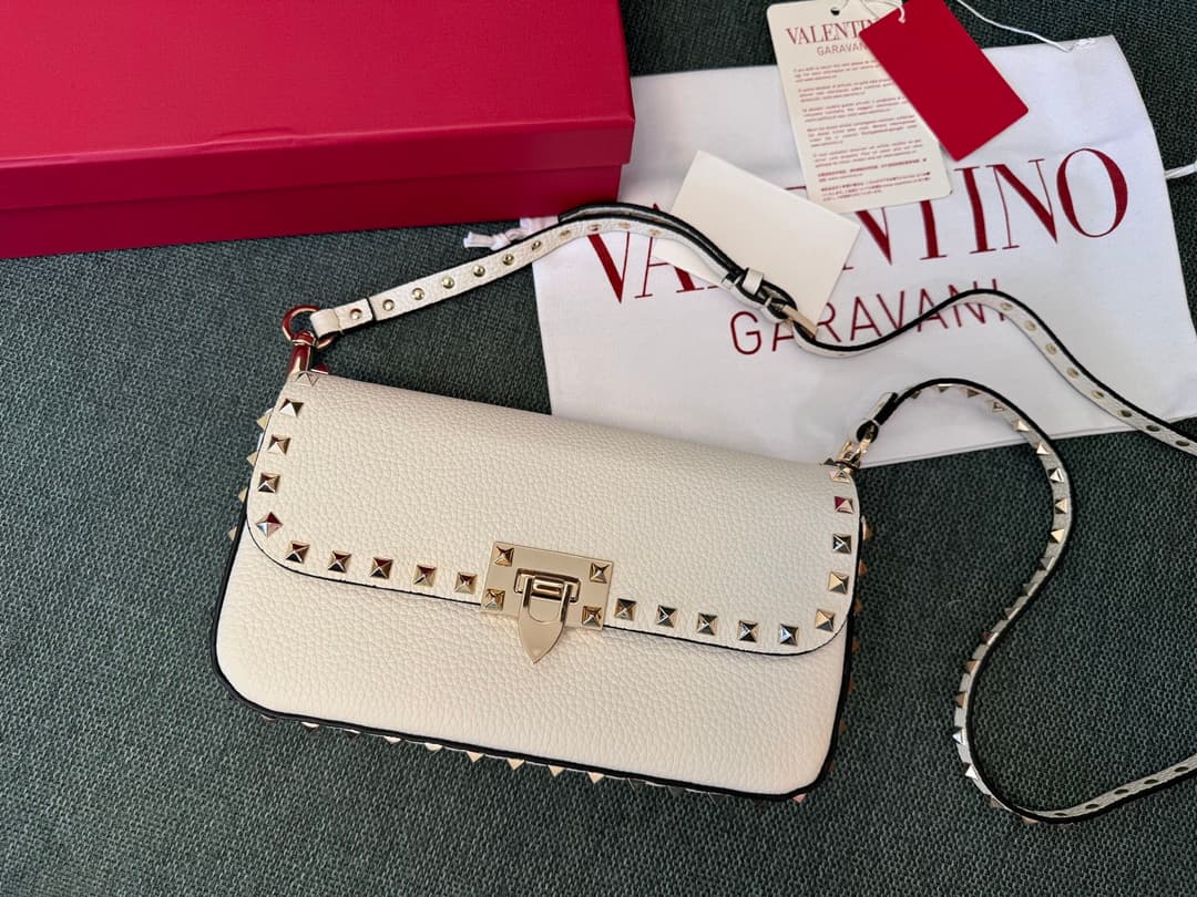 Valentino Garavani Small Rockstud Shoulder Bag White High