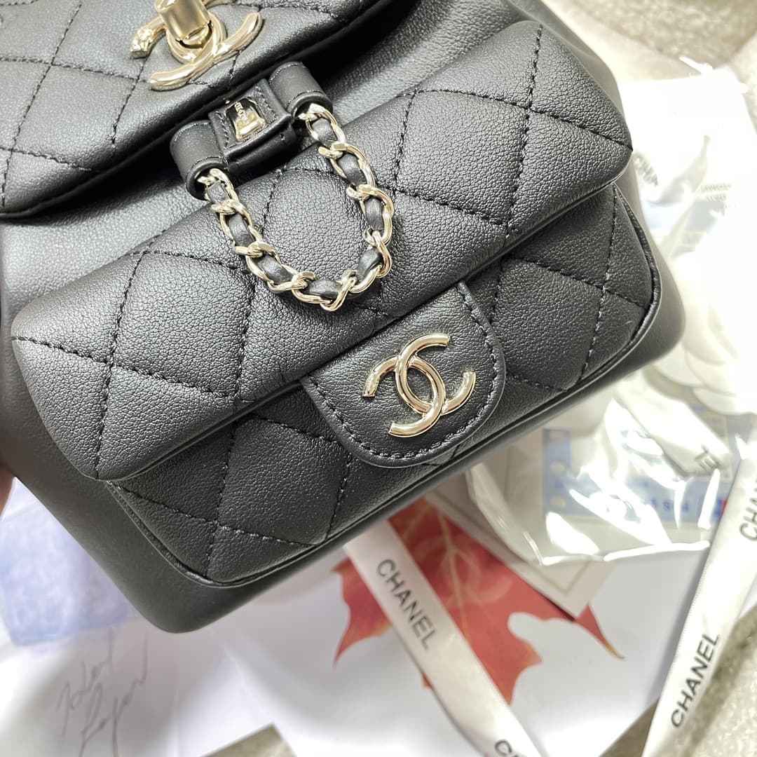 Chanel Small Quilted Duma Backpack Calfskin AS2908 Black High