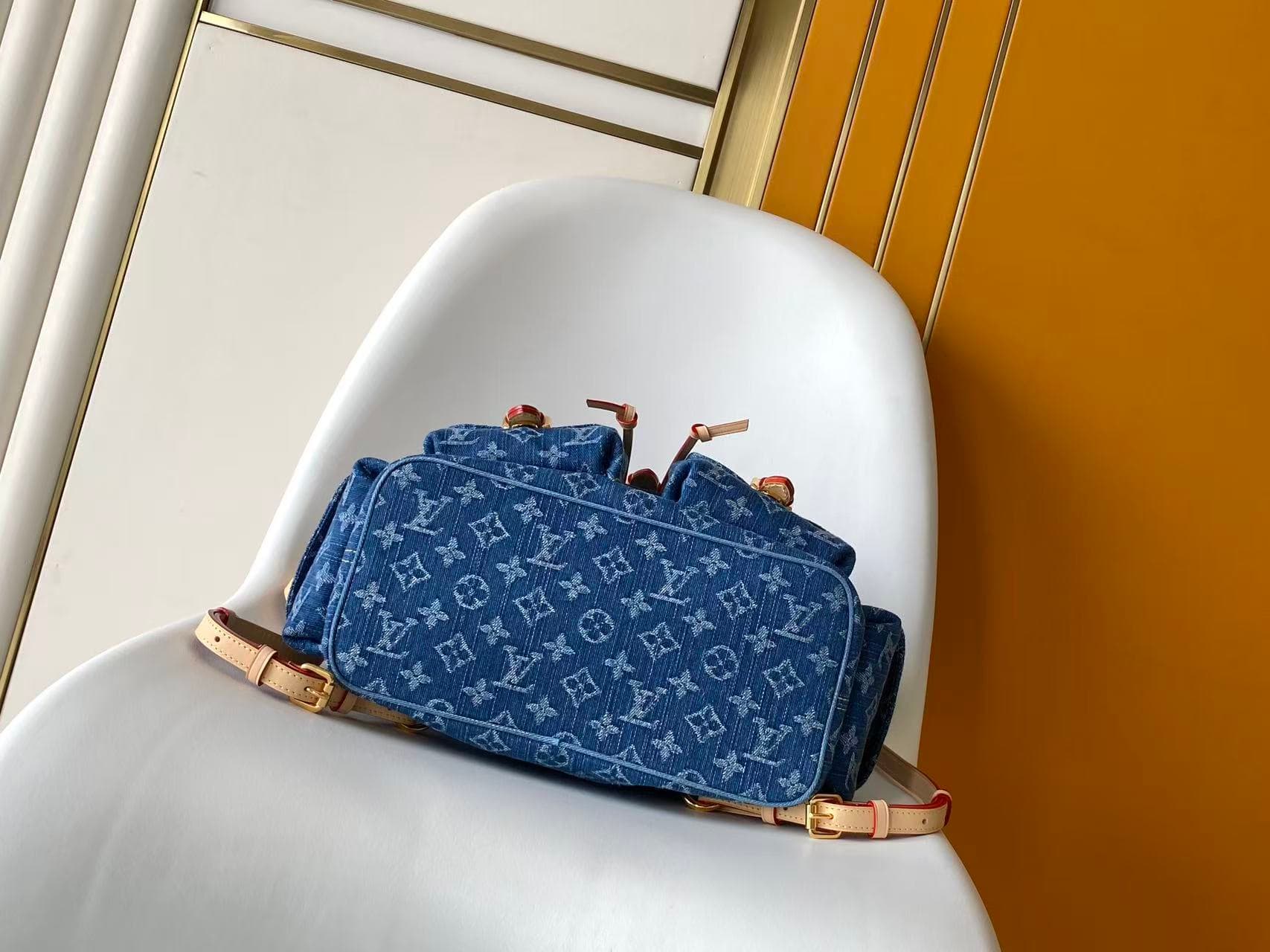 Louis Vuitton Montsouris Cargo Backpack Blue Denim M27330 High