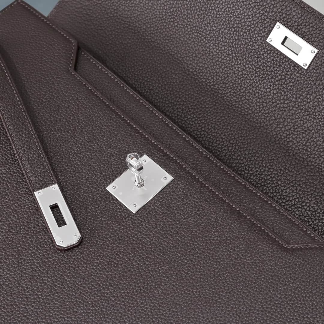 Hermes Kelly depeches Togo 36 briefcase In Coffee CalfskIn WAX High