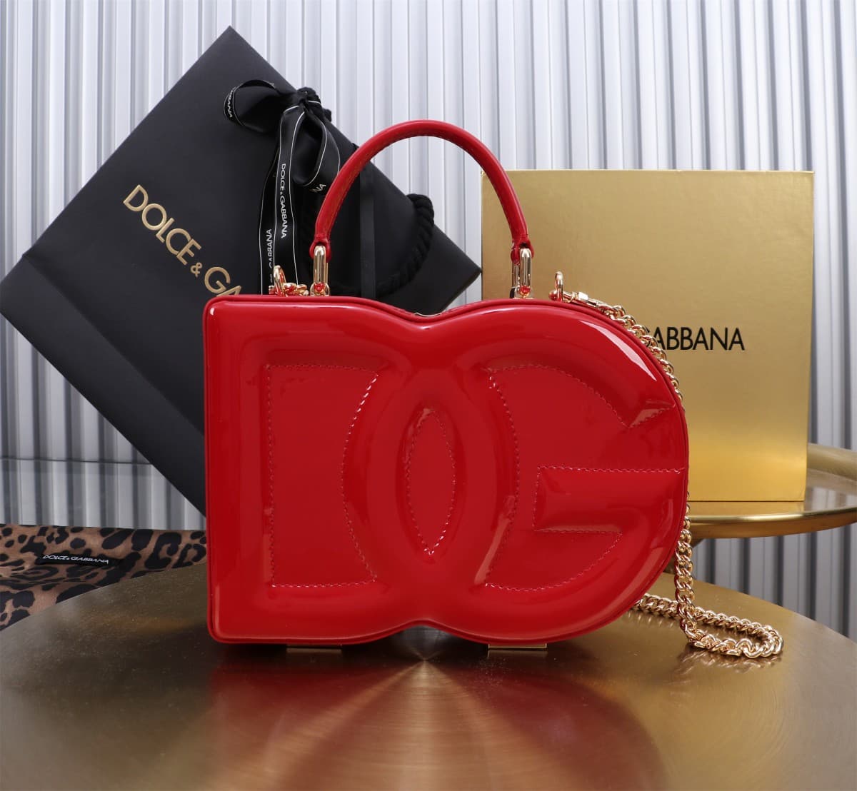 Dolce & Gabbana red patent leather DG Logo handbag high